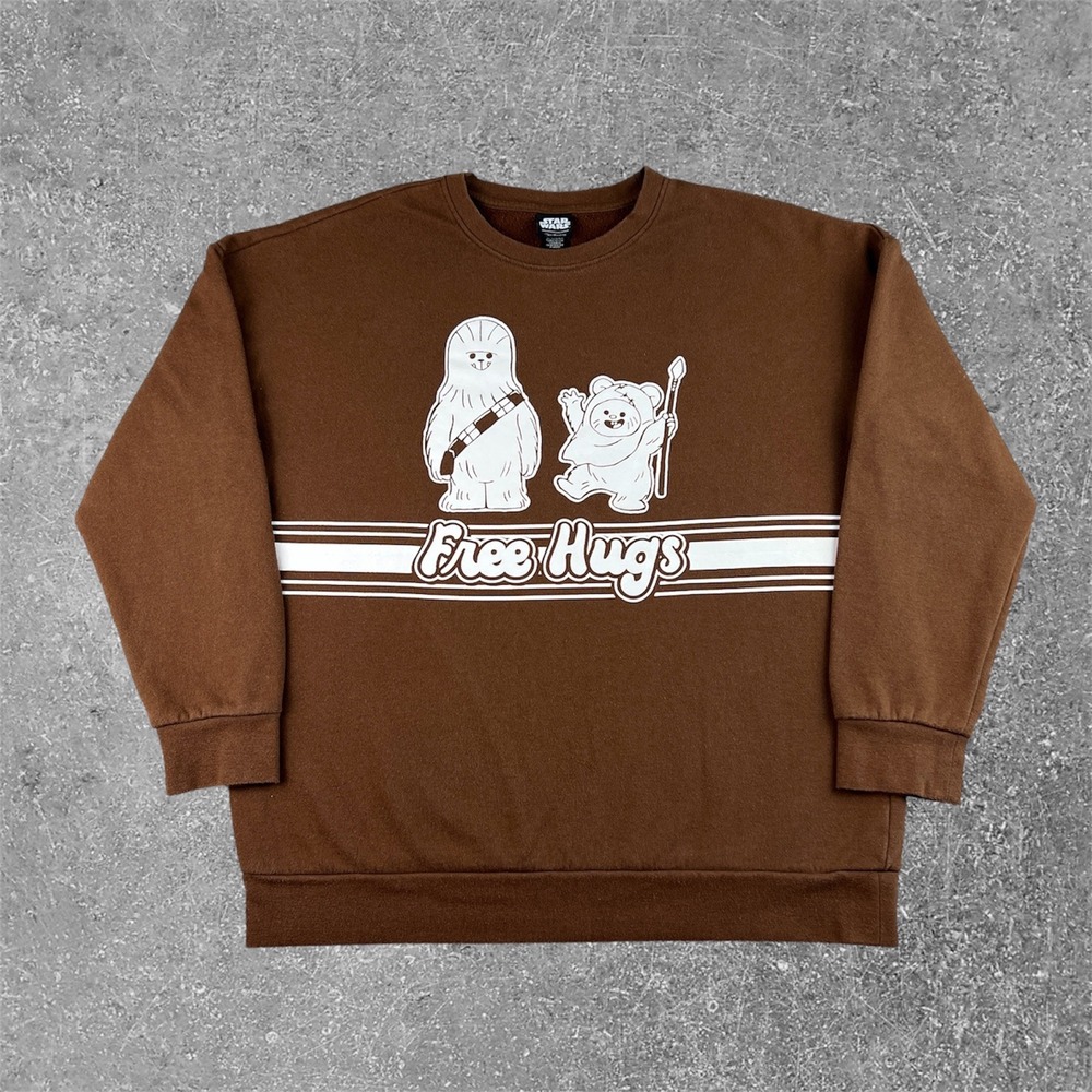 Star Wars Our Universe Brown Free‎ Hugs Chewbacca Ewok Sweatshirt Womens Medium